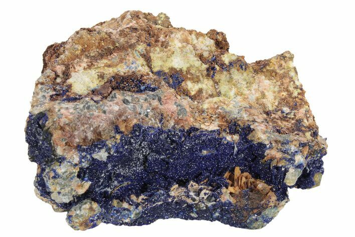 Druzy Azurite Crystals and Fluorite on Bladed Barite - Morocco #217808